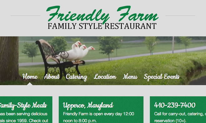 Friendly Farm Restaurant web design Friendly Farm Restaurant web design